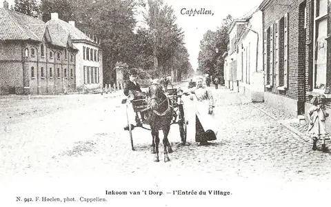 Dorpsstraat-Inkom Gemeentepark voor WO I in de Dorpsstraat