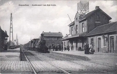 Station Kapellen - Aankomst van den Trein 1909 (1909)